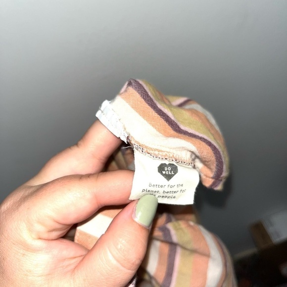 MADEWELL Courier Button-Back Short Sleeve Shirt in Rainbow Stripe Size XS - Picture 5 of 8